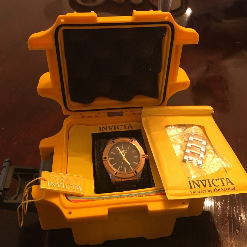 Invicta Yellow and Rose Gold Men's Watch in Protective Yellow Case